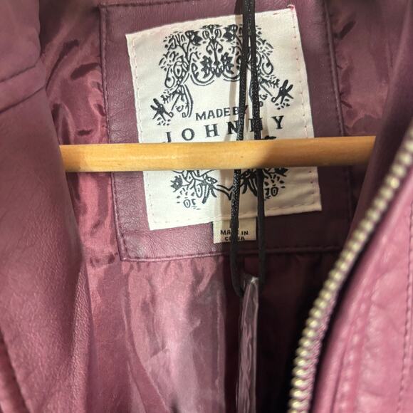 NEW! Made by Johnny Vegan Leather Jacket Mock Neck Moto Biker Wine Purple - M - Picture 5 of 8